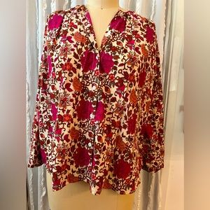Mille button front floral top L